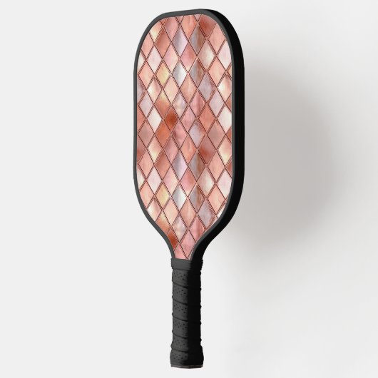 Chic Rose Gold Glam Tiles Pickleball Schläger (Links)