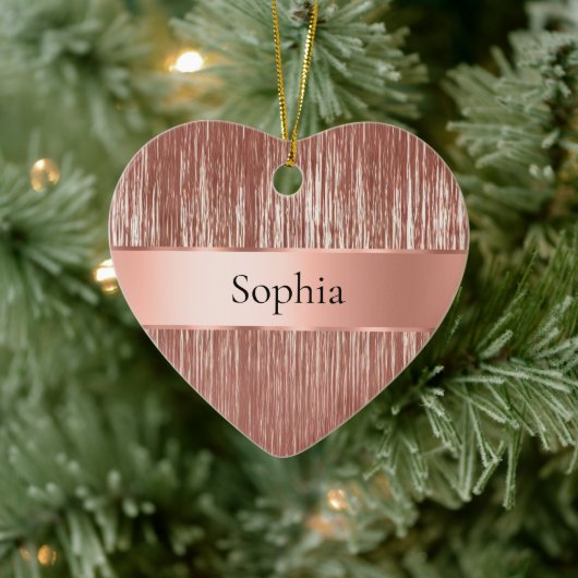 Chic Rose Gold Glam Tinsel Streifen Weihnachten Keramik Ornament (Baum)