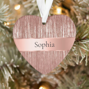 Chic Rose Gold Glam Tinsel Streifen Weihnachten Ornament
