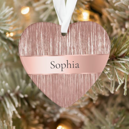 Chic Rose Gold Glam Tinsel Streifen Weihnachten Ornament (Baum)