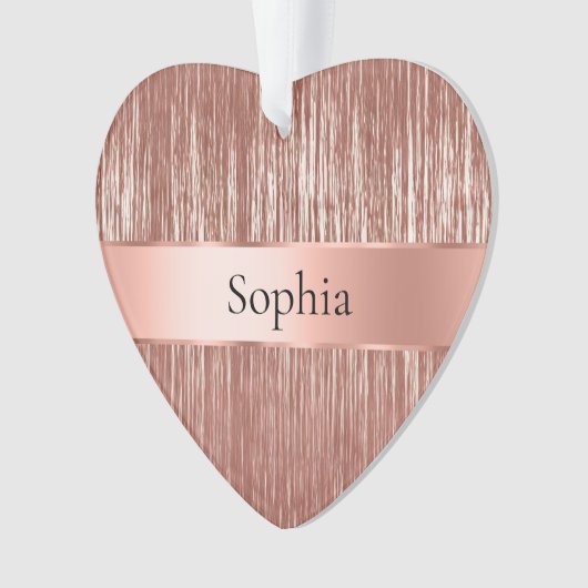 Chic Rose Gold Glam Tinsel Streifen Weihnachten Ornament (Vorderseite)