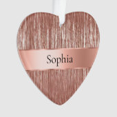 Chic Rose Gold Glam Tinsel Streifen Weihnachten Ornament (Vorderseite)