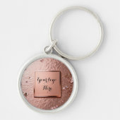 Chic Rose Gold Glitter Custom Logo Schlüsselanhänger (Vorne)