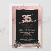 Chic Rose Gold Glitter Ombre 35th Birthday Party Einladung (Vorderseite)