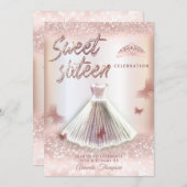 Chic Rose Gold glitterartige Kleidung Schmetterlin Einladung (Vorne/Hinten)