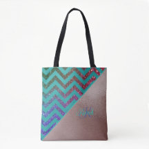 Chic Rose Gold Glitterie Zickzack Aquamariner grün