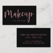 Chic Rose Gold Glitzer auf Black Makeup Artist Visitenkarte (Vorne/Hinten)