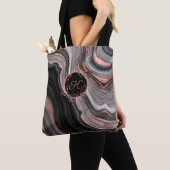 Chic Rose Gold Glitzer Black Marble Monogram Tasche (Von Nahem)