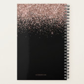 Chic Rose Gold Glitzer Black Monogram 2024 Planer (Rückseite)