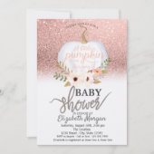 Chic Rose Gold Glitzer Bokeh, Pumpkin Baby Dusche Einladung (Vorderseite)