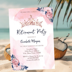 Chic Rose Gold Glitzer Crown Blume Rente Einladung