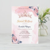 Chic Rose Gold Glitzer Crown Blume Sweet 16 Einladung (Stehend Vorderseite)