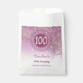 Chic Rose Gold Glitzer Dotted Rahmen 100. Geburtst Geschenktütchen (Vorderseite)