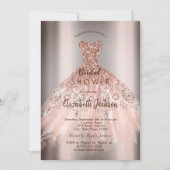 Chic Rose Gold Glitzer Dress, Brautparty Einladung (Vorderseite)