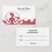 Chic Rose Gold Glitzer Floral Terminkarte (Vorne/Hinten)