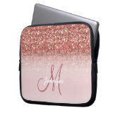 Chic Rose Gold Glitzer Glitzern Girly Monogram Laptopschutzhülle (Vorderseite Links)