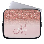 Chic Rose Gold Glitzer Glitzern Girly Monogram Laptopschutzhülle (Vorderseite)