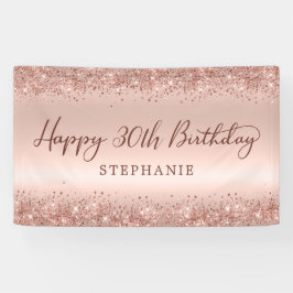 Chic Rose Gold Glitzer Happy 30. Geburtstagsschrif Banner