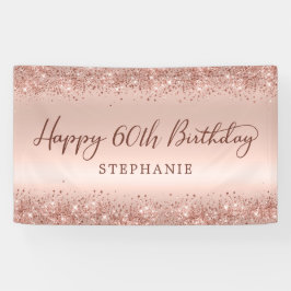 Chic Rose Gold Glitzer Happy 60. Geburtstagsskript Banner