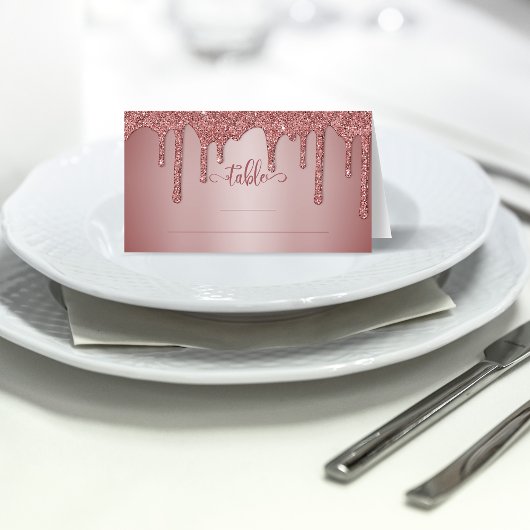 Chic Rose Gold Glitzer Hochzeitstisch Platzkarte