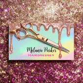 Chic Rose Gold Glitzer Holographic Friseur Visitenkarte