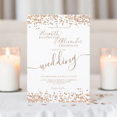 Chic Rose Gold Glitzer Konfetti Weiße Hochzeit Einladung