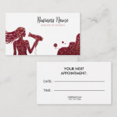 Chic Rose Gold Glitzer Lady Friseur Terminkarte (Vorne/Hinten)