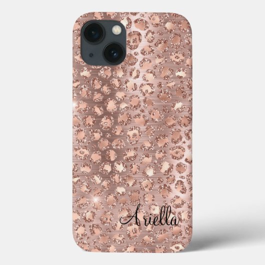 Chic Rose Gold Glitzer Leopard Case-Mate iPhone Hülle (Rückseite)