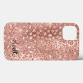 Chic Rose Gold Glitzer Leopard Case-Mate iPhone Hülle (Rückseite (Horizontal))