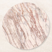 Chic Rose Gold Glitzer Marble Art Muster Runder Pappuntersetzer (Vorderseite)