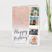 Chic Rose Gold Glitzer Marmor Foto Stand Geburtsta Karte (Vorderseite)