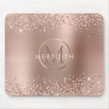 Chic Rose Gold Glitzer Metallic Monogram