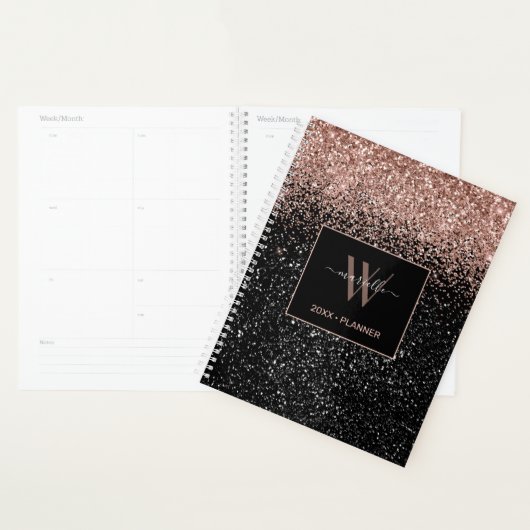 Chic Rose Gold Glitzer Monogram Name 2022 Planer (Anzeige)