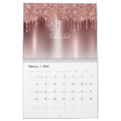Chic Rose Gold Glitzer Ombre Blush Pink Monogram Kalender (Feb 2026)