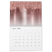 Chic Rose Gold Glitzer Ombre Blush Pink Monogram Kalender (Jan 2026)