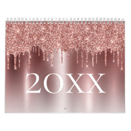 Chic Rose Gold Glitzer Ombre Blush Pink Monogram Kalender