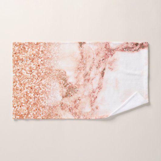 Chic Rose Gold Glitzer ombre Rosa Glitzer Marmor Badhandtuch Set (Handtuch)