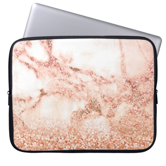 Chic Rose Gold Glitzer ombre Rosa Glitzer Marmor Laptopschutzhülle (Vorderseite)
