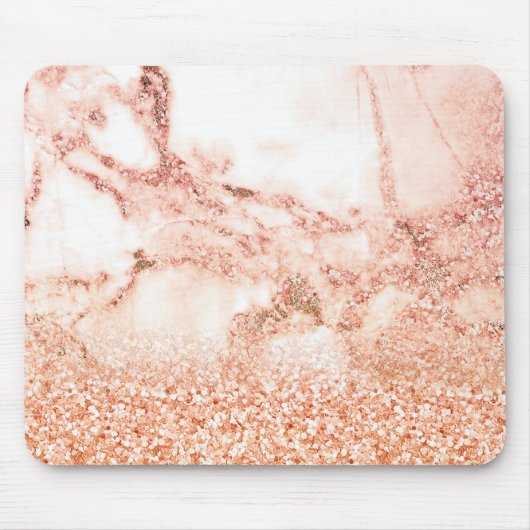 Chic Rose Gold Glitzer ombre Rosa Glitzer Marmor Mousepad (Vorne)