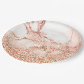 Chic Rose Gold Glitzer ombre Rosa Glitzer Marmor Pappteller (Schrägansicht)