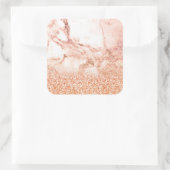 Chic Rose Gold Glitzer ombre Rosa Glitzer Marmor Quadratischer Aufkleber (Tasche)