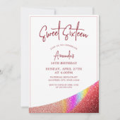 Chic Rose Gold Glitzer Regenbogen Sweet 16 Geburts Einladung (Vorderseite)