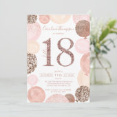 Chic Rose Gold Glitzer Rosa Ballon Foto 18. Einladung (Stehend Vorderseite)