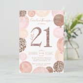 Chic Rose Gold Glitzer Rosa Ballon Foto 21. Einladung (Stehend Vorderseite)