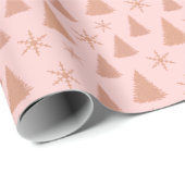 Chic Rose Gold Glitzer Rosa Weihnachtsbaummuster Geschenkpapier (Rolleneckpunkt)