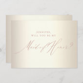 Chic Rose Gold Glitzer Script Weiße Trauzeugin Einladung (Vorne/Hinten)