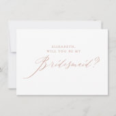 Chic Rose Gold Glitzer Script White Bridesmaid Einladung (Vorderseite)