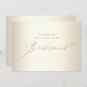 Chic Rose Gold Glitzer Script White Bridesmaid Inv Einladung (Vorne/Hinten)