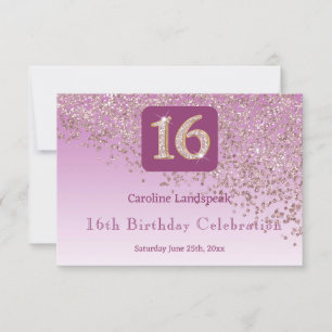 Chic Rose Gold Glitzer, sechzehn Geburtstag UAWG RSVP Karte