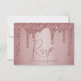 Chic Rose Gold Glitzer Sparkle Quinceñera RSVP Karte